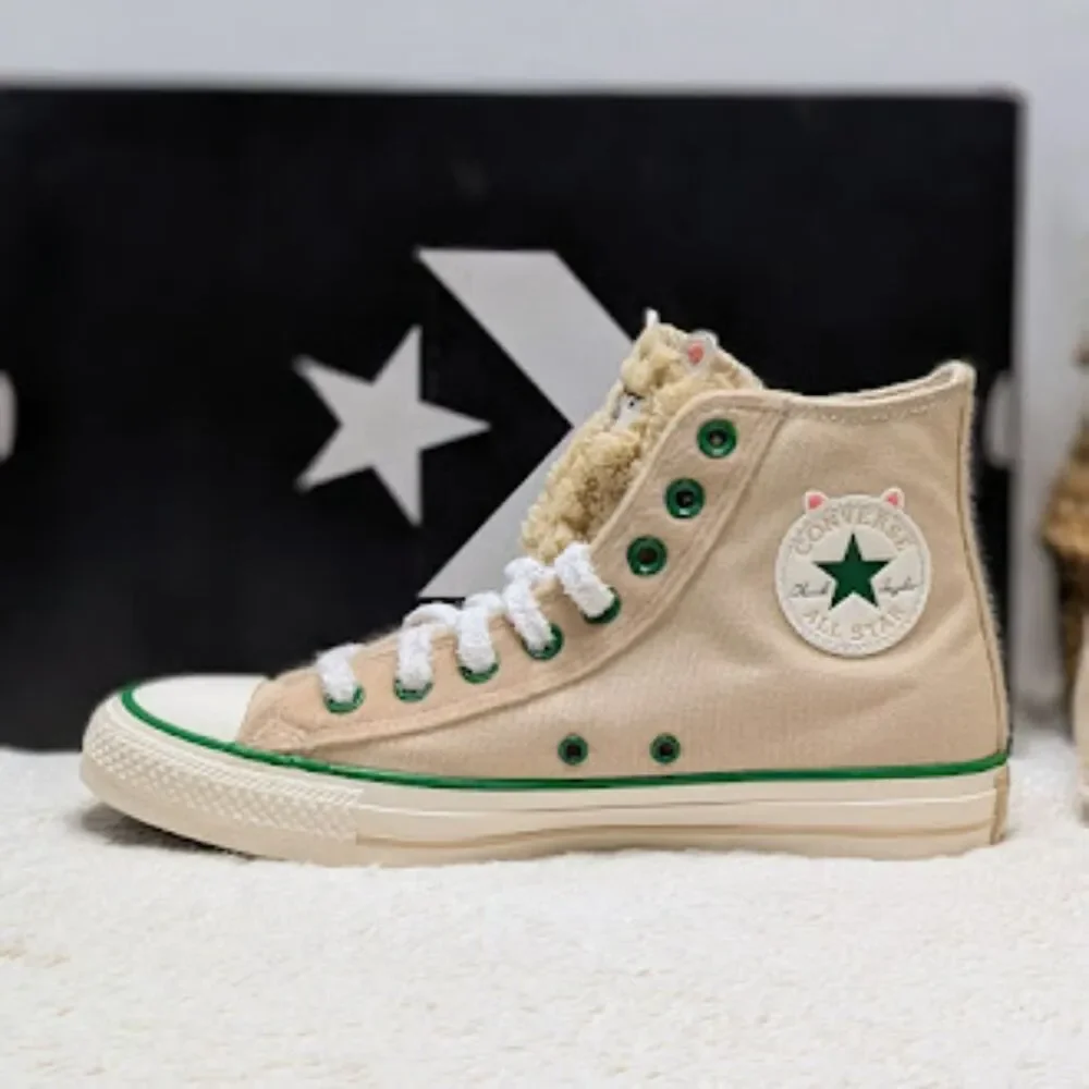 Converse CTAS Miso Glaze Alpaca Faux Fur Hi Top Sneakers + Bag Women's 9.5 NIB
